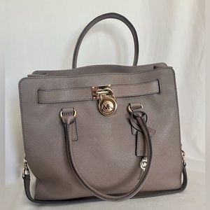 Michael Kors Hamilton Dark Dune Saffiano Leather Purse